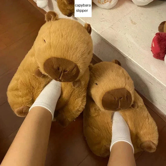 Zapatillas de capibara unisex novedosas, zapatillas de animales, lindas y peludas para mujer, zapatillas de invierno cálidas para habitación, zapatos para pareja