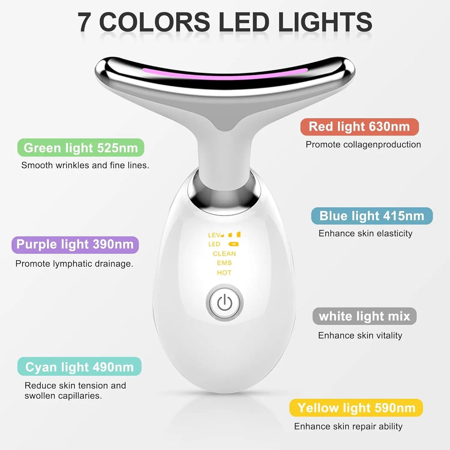 Masajeador Facial & Cuello 7-en-1 – Levanta, Reafirma y Reduce Papada al Instante