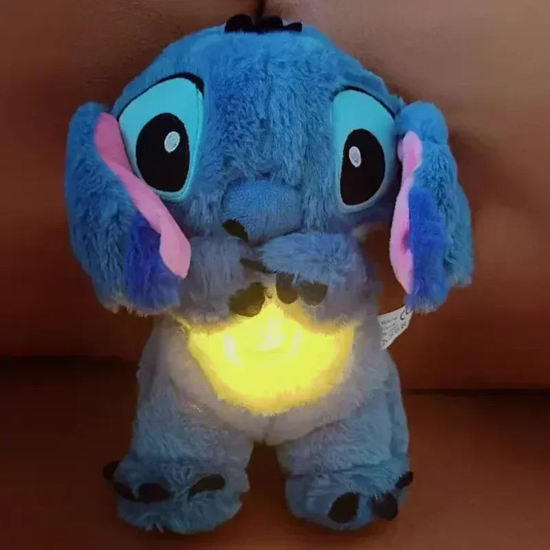 Peluche de Lilo y Stitch con luz musical, juguete de Stitch para ayudar a dormir al bebé, regalo de peluche de anime kawaii para niños