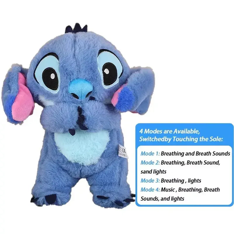 Peluche de Lilo y Stitch con luz musical, juguete de Stitch para ayudar a dormir al bebé, regalo de peluche de anime kawaii para niños