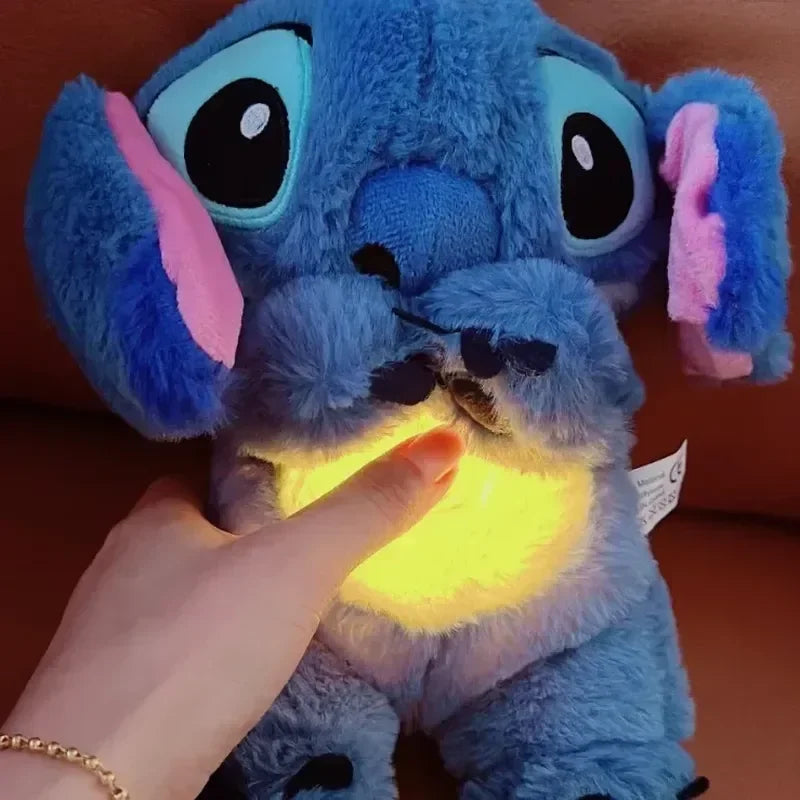 Peluche de Lilo y Stitch con luz musical, juguete de Stitch para ayudar a dormir al bebé, regalo de peluche de anime kawaii para niños
