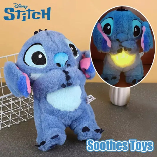 Peluche de Lilo y Stitch con luz musical, juguete de Stitch para ayudar a dormir al bebé, regalo de peluche de anime kawaii para niños