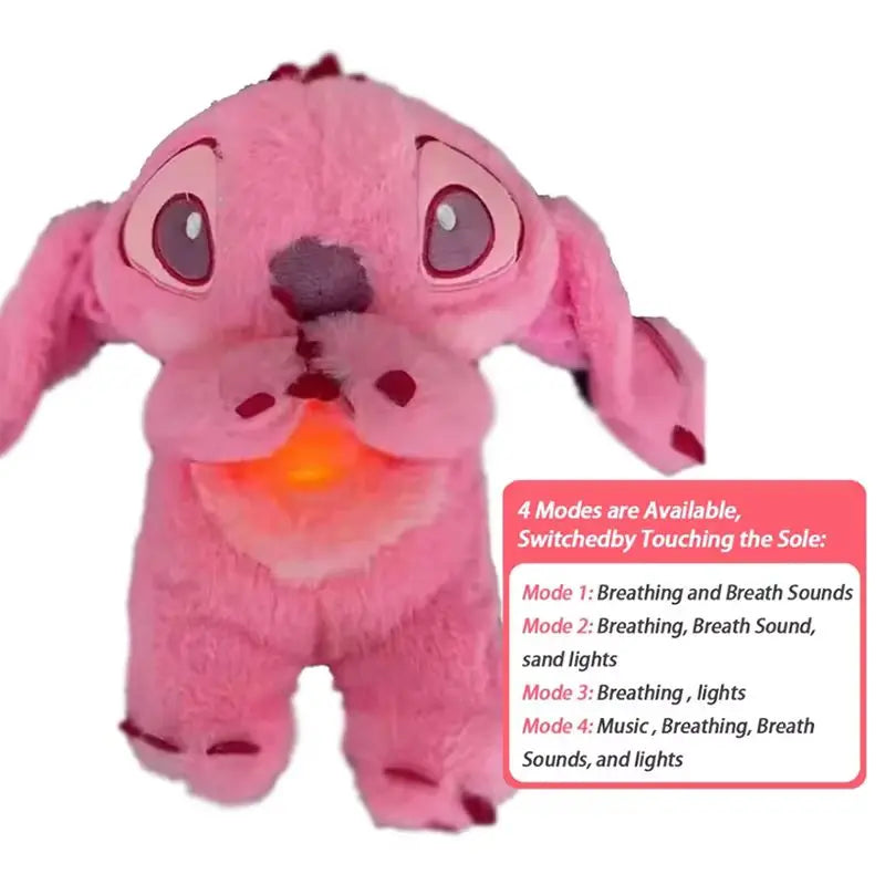 Peluche de Lilo y Stitch con luz musical, juguete de Stitch para ayudar a dormir al bebé, regalo de peluche de anime kawaii para niños